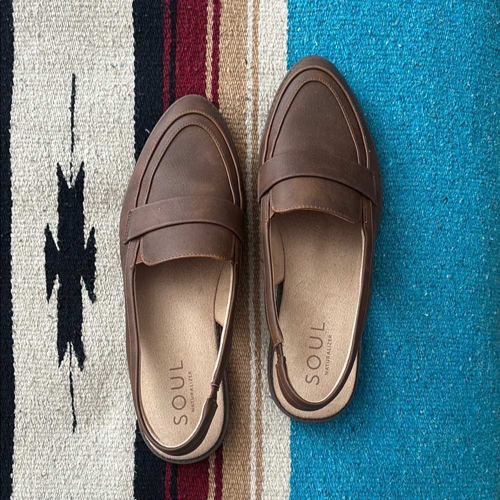 Soul by Naturalizer Brown Leather Penny Loafer Slides Womens Size 11